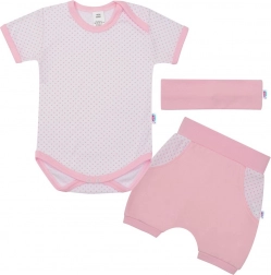 Letni bawełniany 3‑częściowy zestaw NEW BABY Perfect Summer, jasnoróżowy, rozm. 92