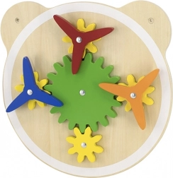 Drewniana tablica ścienna z przekładniami i wiatraczkami VIGA, FSC, Montessori