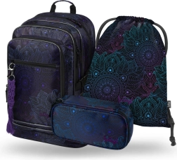 Zestaw przyborów szkolnych Cubic Zen: Plecak, Piórnik i Worek