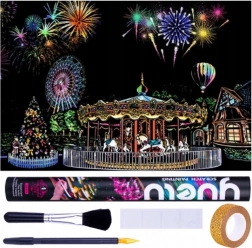 Zdrapywana ilustracja Park rozrywki 75x52 cm