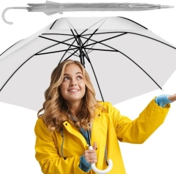 Przezroczysty biały parasol automatyczny