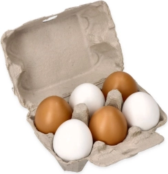 Drewniane jajka w kartonie, 6 sztuk