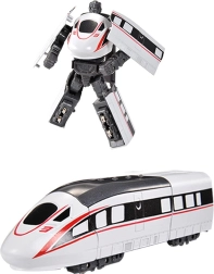 Metalowy robot rozkładany szybki pociąg biały