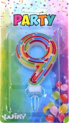 Imprezowa świeczka tortowa cyfra 9 – paski
