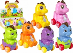 Nakręcany dinozaur w jajku na kółkach