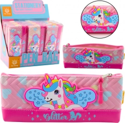 Różowe piórnik szkolny z jednorożcem 20 x 8,5 cm