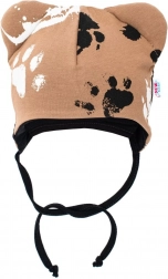 niemowlęca bawełniana czapeczka z uszkami New Baby Paw musztardowa