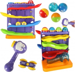 Interaktywna kulodrom 3w1 z młotkiem, pingwin i autko