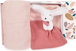 Zestaw prezentowy Happy Króliczek: Koc i Różowy Przytulaczek