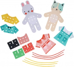 Przewlekanie ubrań z motywem kota i królika