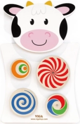 VIGA drewniana tablica manipulacyjna Krówka Montessori FSC