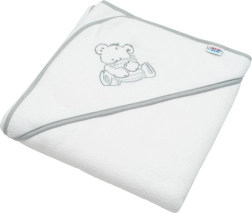 Dziecięcy ręcznik frotte z kapturem z haftem NEW BABY 80 × 80 cm biały miś