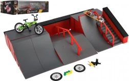 Skatepark – zestaw fingerboard i BMX z rampami i akcesoriami