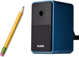 Temperówka na korbkę z pojemnikiem i regulacją ostrza, niebieska