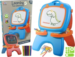 Dwustronna tablica magnetyczna i kredowa niebiesko‑czerwona z szablonami