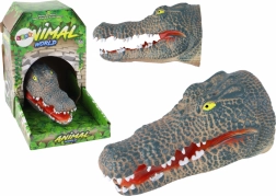 Gumowa pacynka krokodyla na rękę – realistyczna szara