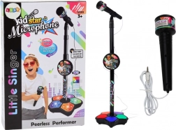 Mikrofon ze statywem dla dzieci Regulowany czarny