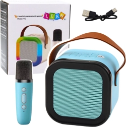 Bezprzewodowy głośnik karaoke z mikrofonem K12 RGB Bluetooth niebieski