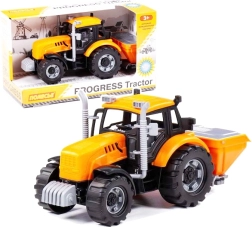 Traktor Progress na napęd bezwładnościowy z siewnikiem i wywrotką