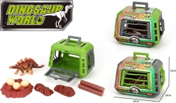 Dinozaur w klatce z akcesoriami