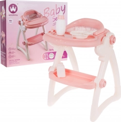 krzesełko do karmienia dla lalek z akcesoriami, 7 elementów, 3+