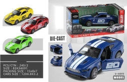 Metalowe auto na napęd typu pull-back z paskami