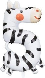 Balon foliowy cyfra 5 – zebra 42 × 81 cm