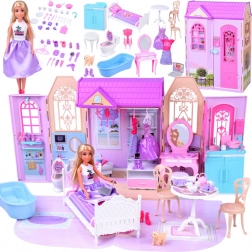 Składany domek dla lalek z kufrem i lalką ANLILY