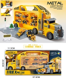 Walizeczka ciężarówka z 6 metalowymi pojazdami ze światłem i dźwiękiem