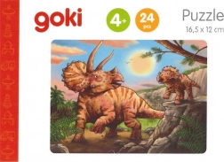 GOKI Drewniane puzzle Dinozaury: Triceratops 24 elementy