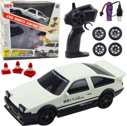 Zdalnie sterowany samochód wyścigowy 4WD z wymiennymi kołami biały