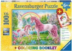 Puzzle Magiczne jednorożce XXL 100 elementów + kolorowanki RAVENSBURGER