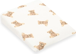 Muzelinowy pokrowiec na dziecięcą poduszkę – klin NEW BABY Standard 30×37 cm, motyw miś