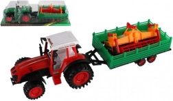 Traktor z przyczepą i walcem kombajnowym, plastikowy, 46 cm