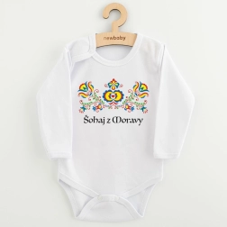 Body niemowlęce z nadrukiem NEW BABY ludowy wzór Szohaj z Moraw