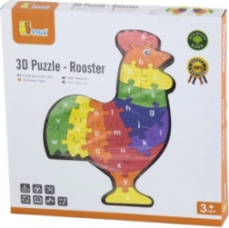 Drewniane 3D Puzzle Kogut z Alfabetem