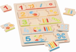 Drewniane układanki uczą liczenia