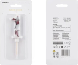 Biała świeczka urodzinowa w kształcie cyfry 1 z marmurkowym wzorem, 8 cm
