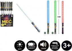 Miecz świetlny ze światłem i dźwiękiem, 73 cm, plastik, 3× AAA, 3 kolory