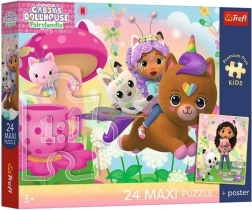 Maxi puzzle 24 elementy Trefl Koci Domek Gabi: Gabi na ratunek + plakat