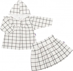 Dziewczęcy 2‑częściowy komplet z kapturem NEW BABY Cool Girls – biały, w kratę