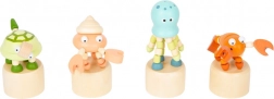 Drewniana figurka naciskana morskiego zwierzątka SMALL FOOT – 1 sztuka, mix