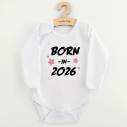 Body niemowlęce z nadrukiem New Baby Born in 2026, różowe