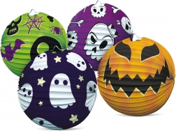 papierowy lampion halloweenowy kula 25 cm, 4 motywy