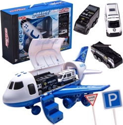 Woopie policyjny samolot–transporter XL z 3 autami i znakami drogowymi