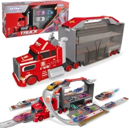 Woopie wóz strażacki z garażem i torem wyścigowym