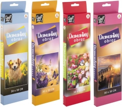 Diamentowe malowanie: kwiaty, ptaki, piesek i Wenecja 30x30 cm