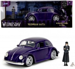 metalowy model auta 1972 VW Beetle 1:24 z figurką Wednesday Addams