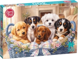 Puzzle Cherry Pazzi Szczenięta w koszyku, 300 elementów
