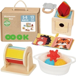 Montessoriański edukacyjny box 6w1 dla niemowląt 5–6 miesięcy WOOPIE